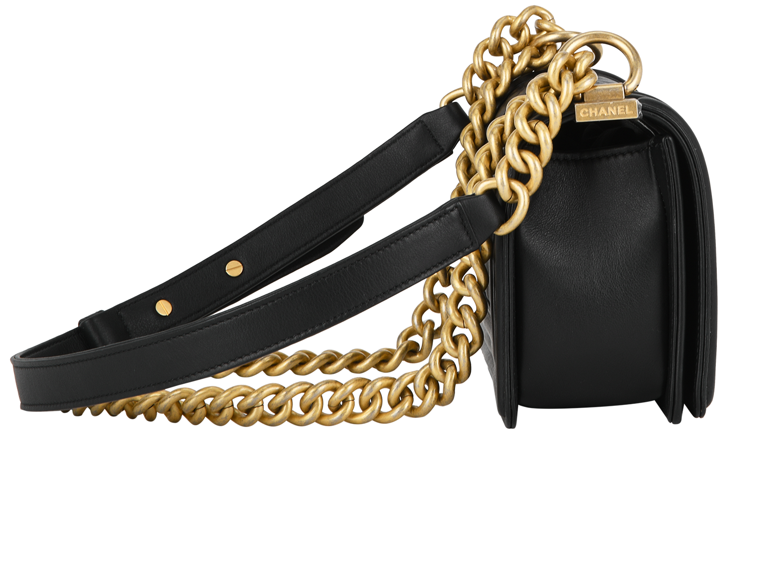 Small Boy Bag, &pound;2,600, Handbags, Black, Lambskin Leather, Side view